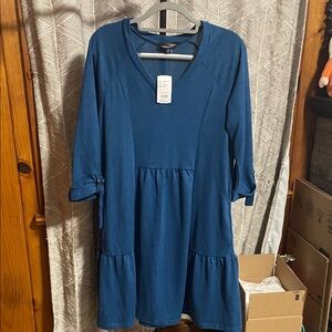 Suzanne Betro Blue Midi Dress